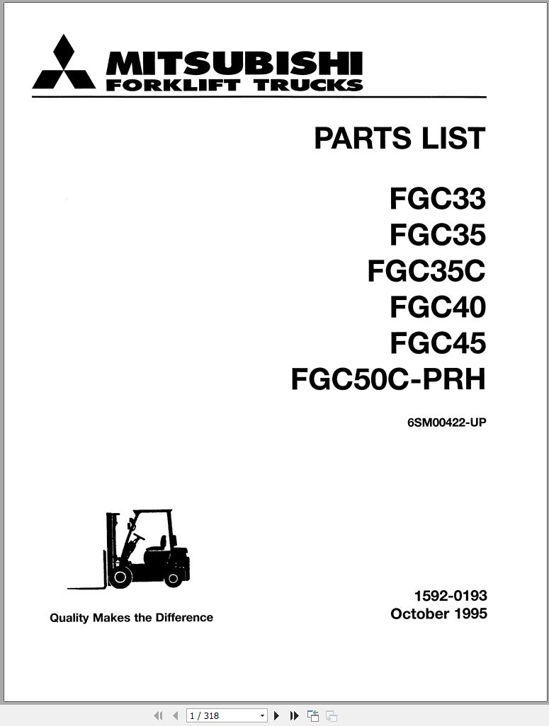 Mitsubishi Forklift FGC33 FGC35 FGC35C FGC40 FGC45 FGC50C PRH Spare Parts Catalog EN 1