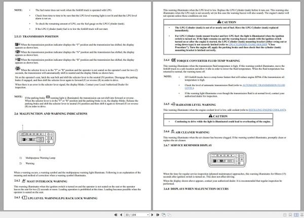 Mitsubishi Forklift FGC35CN FGC40CN Operation Maintenance Service Manual EN 2