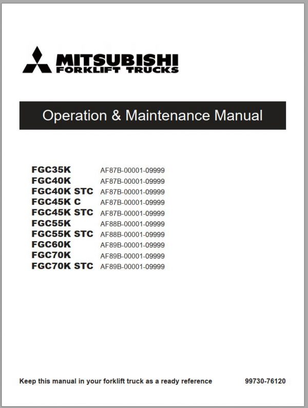 Mitsubishi Forklift FGC45K STC Schematic Operation Maintenance Service Manual EN 1