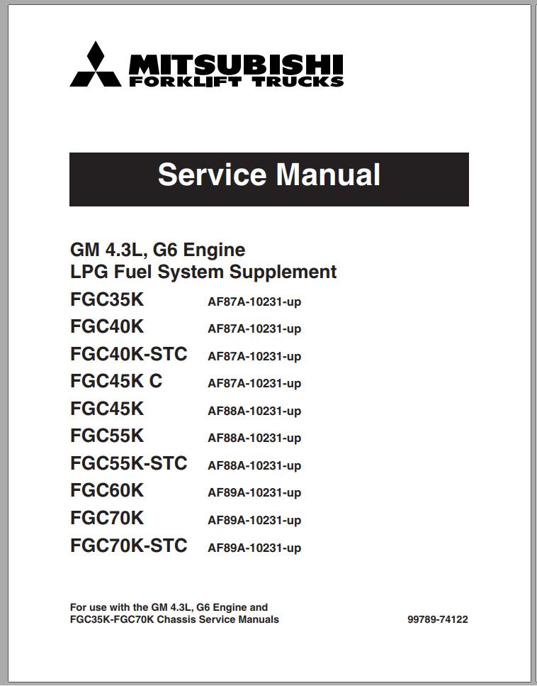Mitsubishi Forklift FGC45K STC Schematic Operation Maintenance Service Manual EN 2