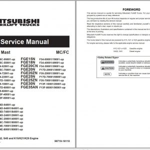 Mitsubishi Forklift FGE15N FGE18N FGE20CN FGE20N FGE20ZN FGE25N FGE25ZN FGE30N FGE35AN Service Manual PDF EN 1