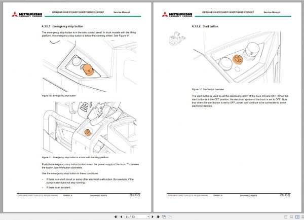 Mitsubishi Forklift OPB10NEF OPB20NEX Schematic Operation Maintenance Service Manual EN DE FR ES 3