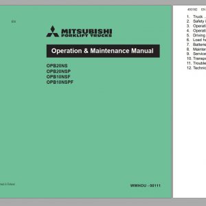 Mitsubishi Forklift OPB20NS OPB20NSP Schematic Operation Maintenance Service Manual EN 1