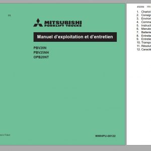 Mitsubishi Forklift OPB20NT Schematic Operation Maintenance Service Manual EN DE FR 2