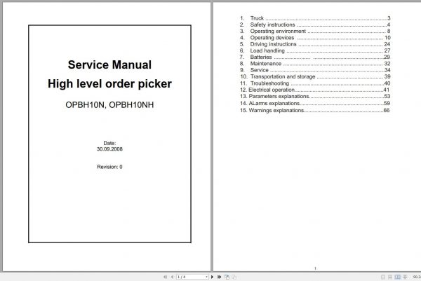 Mitsubishi Forklift OPBH10N OPBH10NH Schematic Operation Maintenance Service Manual EN DE ES FR 2