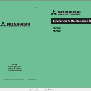 Mitsubishi Forklift PBP16K PBP20K Schematic Operation Maintenance Service Manual EN DE ES FR 1