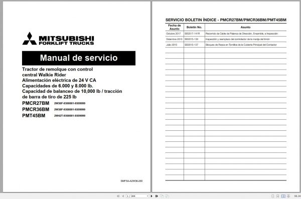 Mitsubishi Forklift PMCR27BM PMCR36BM Operation Maintenance Service Manual EN FR ES 3