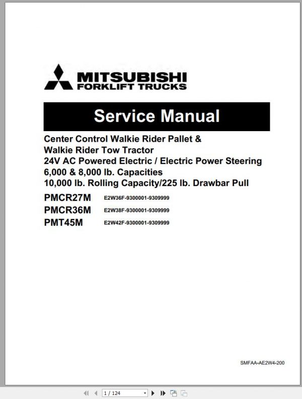 Mitsubishi Forklift PMT45M Operation Maintenance Service Manual EN FR ES 1