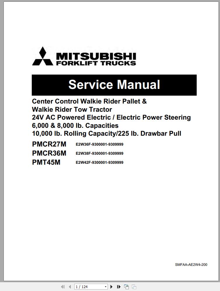 Mitsubishi Forklift PMT45M Operation Maintenance Service Manual EN FR ES 1