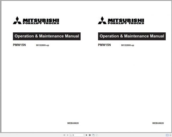 Mitsubishi Forklift PMW15N Operation Maintenance Service Manual EN 1