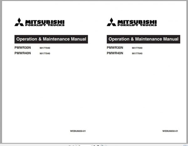 Mitsubishi Forklift PMWR30N PMWR40N Operation Maintenance Service Manual EN 2