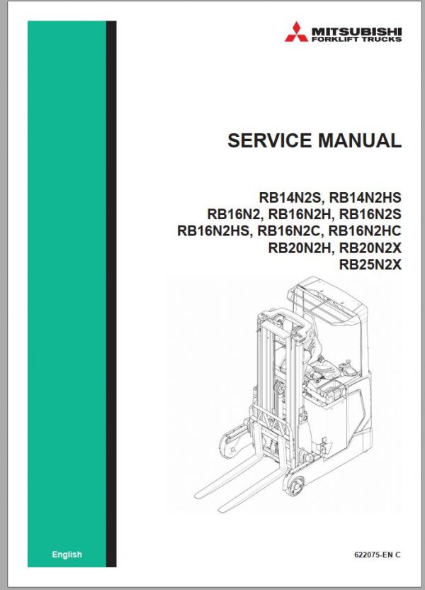 Mitsubishi Forklift RB14N2HS RB20N2H Schematic Operation Maintenance Service Manual EN FR ES DE 1