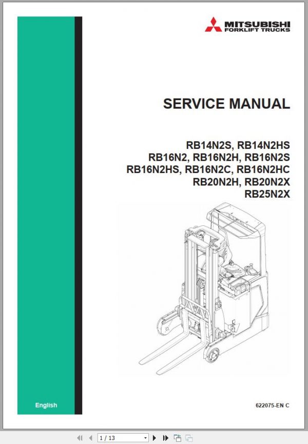 Mitsubishi Forklift RB20N2X RB25N2X Schematic Service Manual EN 1