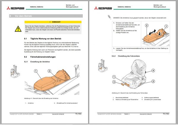 Mitsubishi Forklift RBM20N2 RBM25N2 Schematic Operation Maintenance Service Manual EN FR ES DE 3