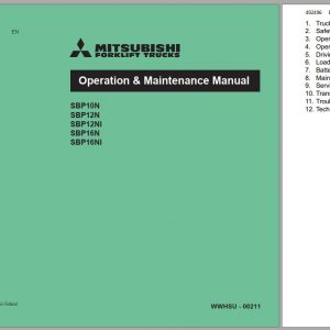 Mitsubishi Forklift SBP10N SBP16NS Schematic Operation Maintenance Service Manual EN FR DE 1