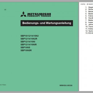 Mitsubishi Forklift SBP10N2 Schematic Operation Maintenance Service Manual EN 1