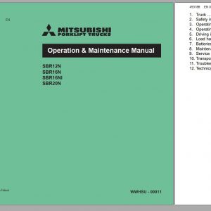 Mitsubishi Forklift SBR12N SBR16N SBR16NI Schematic Operation Maintenance Service Manual EN FR DE 1