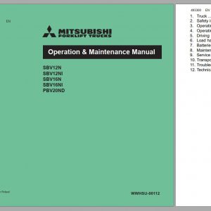 Mitsubishi Forklift SBV16N SBV16NI SBV16NS Schematic Operation Maintenance Service Manual EN FR DE 1