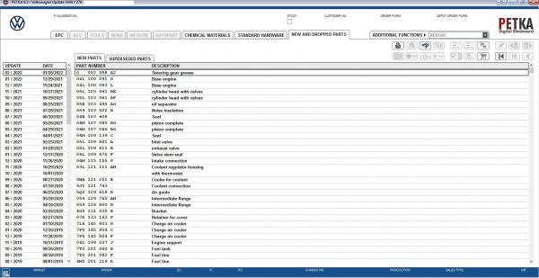 PETKA 8.3 Volkswagen Seat Skoda Audi Commercial Vehicles Porsche 03.2022 Spare Parts Catalog DVD 1