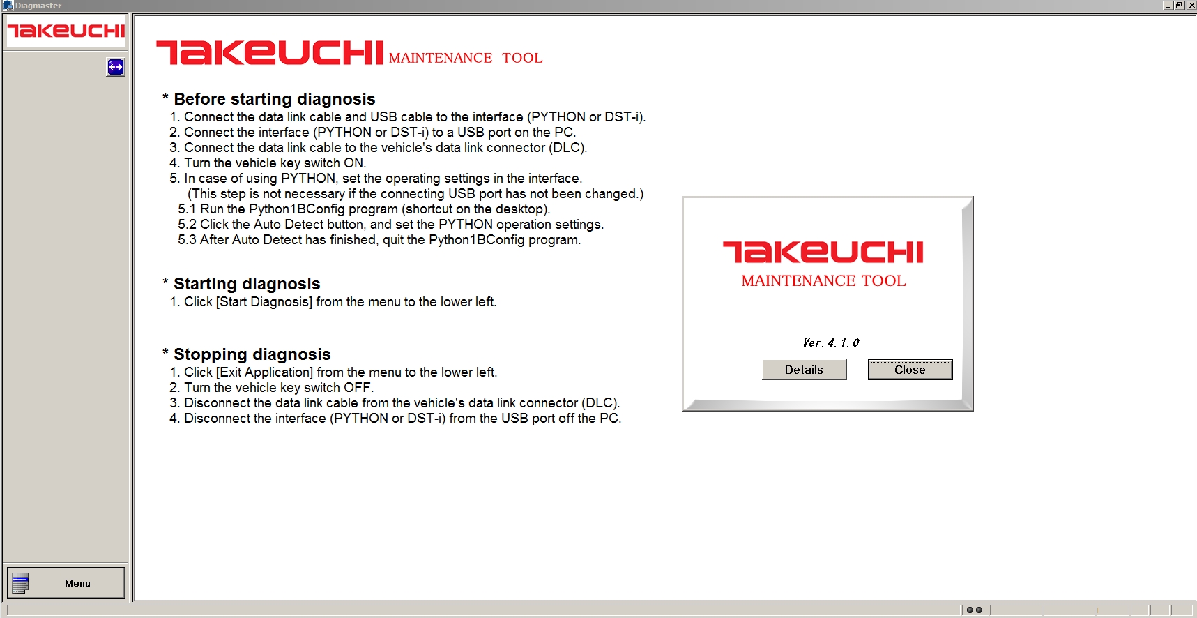 Takeuchi DIAGMASTER 4.1.0 2015 Diagnostics Software DVD 1 1