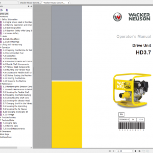 Wacker Neuso Concrete HD3.7 Operators Manual Spare Parts Catalog 1