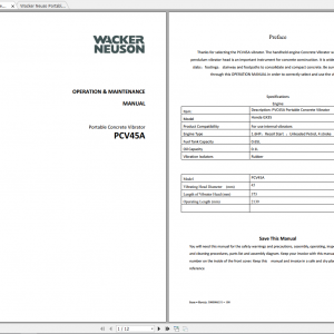 Wacker Neuso Portable Vibrators PCV45A Operation Maintenance Manual 1