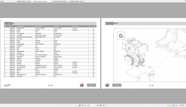 Wacker Neuso Track Dumper DT08 Operator Service Manual Spare Parts Catalog 3