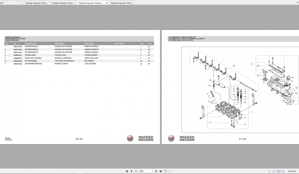 Wacker Neuso Wheel Dumper 1001 Operator Service Manual Spare Parts Catalog 3