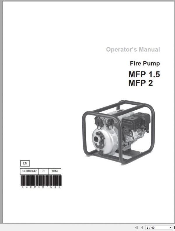 Wacker Neuson Fire Pumps MFP 1.5 MFP 2 Operators Parts Manual EN DE ES FR 1