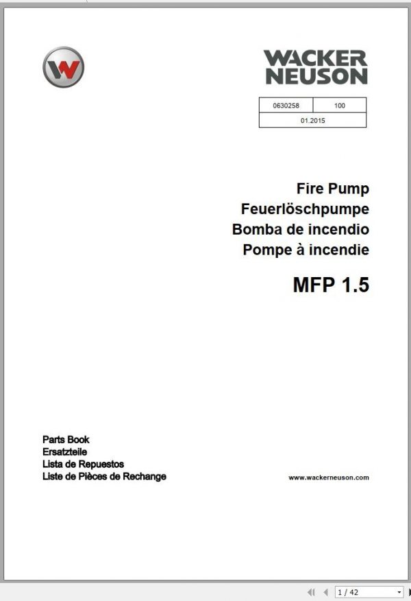 Wacker Neuson Fire Pumps MFP 1.5 MFP 2 Operators Parts Manual EN DE ES FR 2