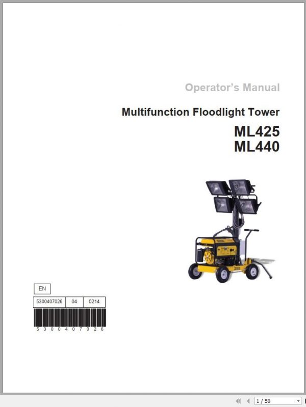 Wacker Neuson Light Tower ML425 ML440 ML240 Parts Assembly Instruction Operators Manual 2016 1