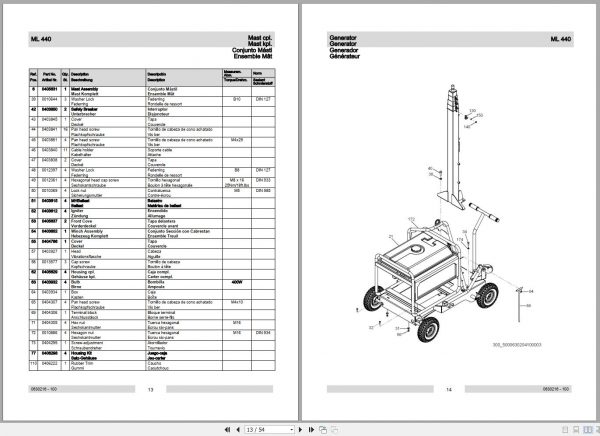 Wacker Neuson Light Tower ML425 ML440 ML240 Parts Assembly Instruction Operators Manual 2016 3