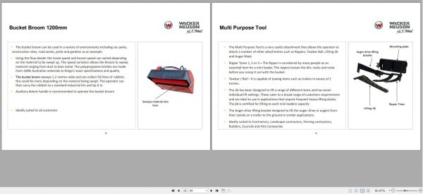Wacker Neuson Mini Loader Attachments Worktools Parts Operation Maintenance Manual 3
