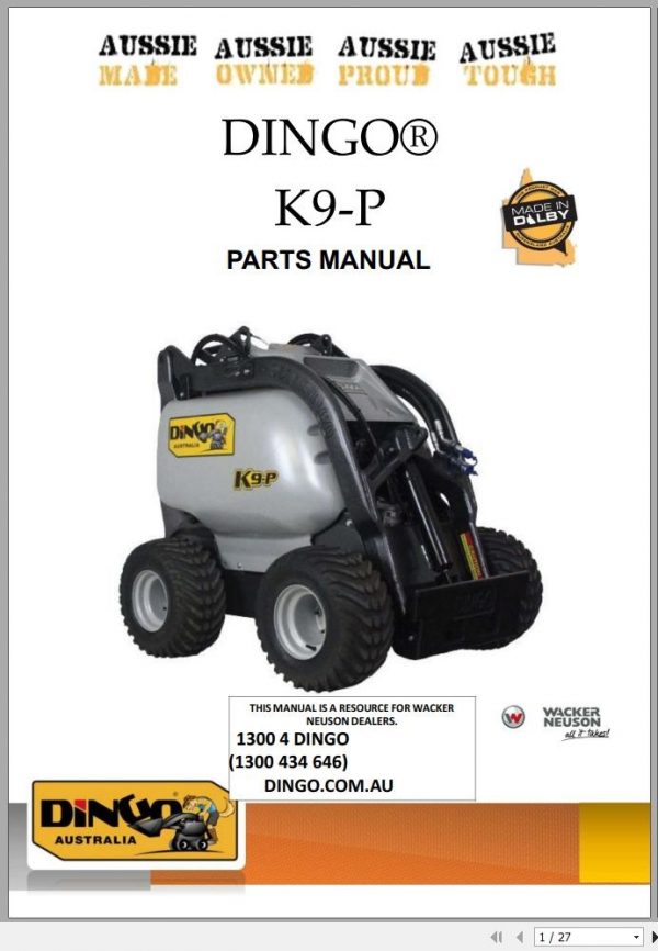 Wacker Neuson Mini Loader K9 C K9 D K9 P Parts Operation Maintenance Manual 2020 1