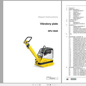 Wacker Neuson Reversible Vibratory Plates BPU5545 Repair Manual 10 2017 51000594502 1