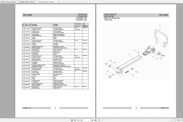 Wacker Neuson Reversible Vibratory Plates DPU 3050H Operator Repair Parts Manual 0610039 3