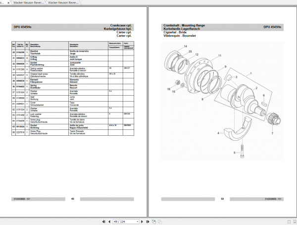 Wacker Neuson Reversible Vibratory Plates DPU 4545 Operators Manual Spare Parts Catalog 3