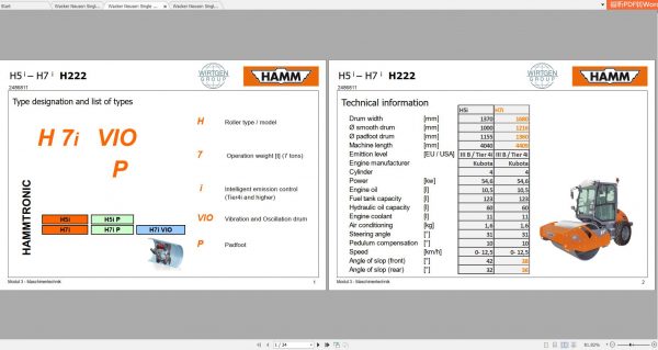 Wacker Neuson Single Drum Roller Hamm H222 Service Manual System Manual Wiring Diagram 2