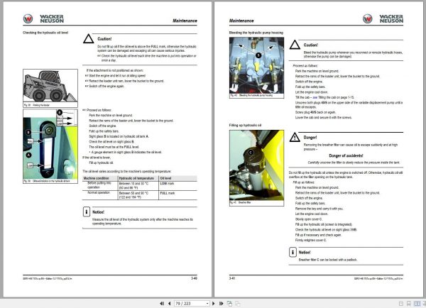Wacker Neuson Skid Steer Loader Track 1101 Service Operators Parts Manual EN DE FR 3
