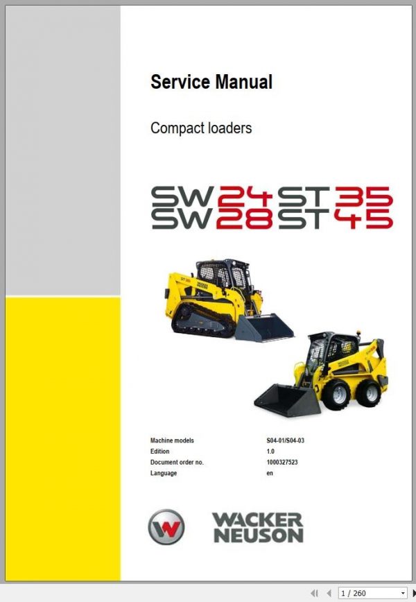 Wacker Neuson Skid Steer Loader Track ST35 Error Codes Service Operators Parts Manual EN DE FR 2