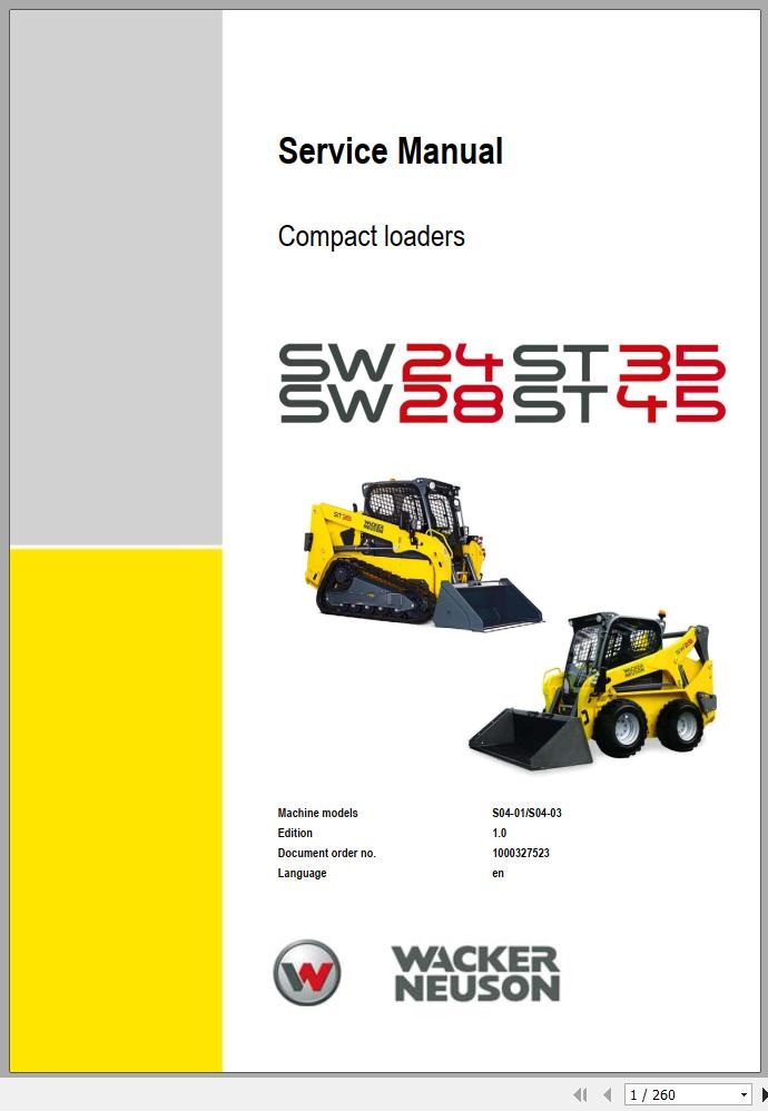 Wacker Neuson Skid Steer Loader Track ST35 Error Codes Service Operators Parts Manual EN DE FR 2