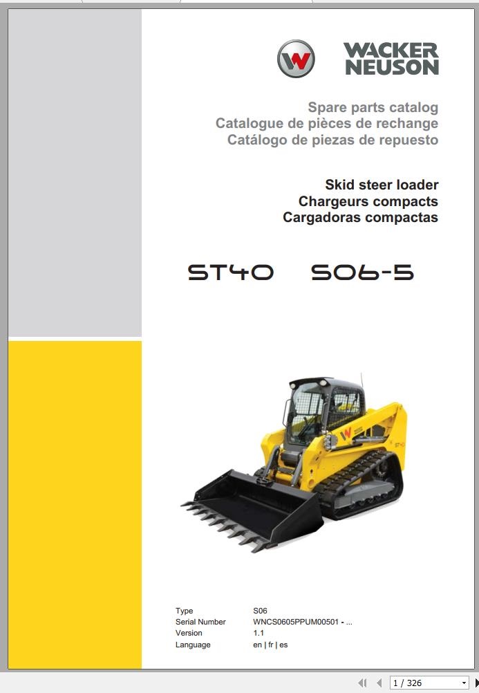 Wacker Neuson Skid Steer Loader Track ST40 Error Codes Service Operators Parts Manual EN FR ES 1