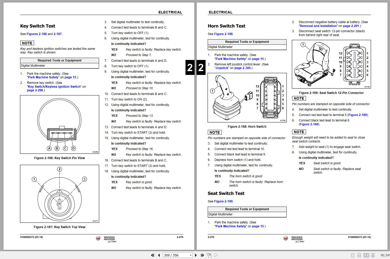Wacker Neuson Skid Steer Loader Track ST40 Error Codes, Service, Operator's & Parts Manual EN FR