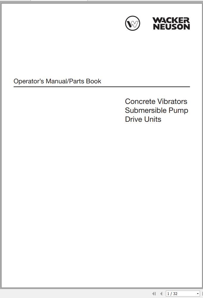 Wacker Neuson Submersible Pump SP55 Repair Operators Parts Manual 1