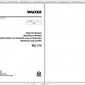 Wacker Neuson Tandem Roller RD11V Operators Manual Service Manual Spare Parts Catalog 0007694 1