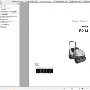 Wacker Neuson Tandem Roller RD12A Operators Manual Service Manual Spare Parts Catalog 0620058 1