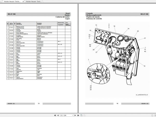 Wacker Neuson Tandem Roller RD27 Operators Manual Service Manual Spare Parts Catalog 0620395 2