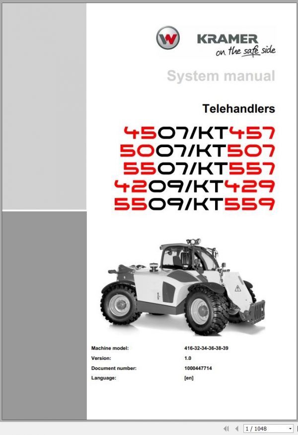 Wacker Neuson Telehandlers TH745 4507 System Operators Service Parts Manual 1000404748 EN DE FR 1