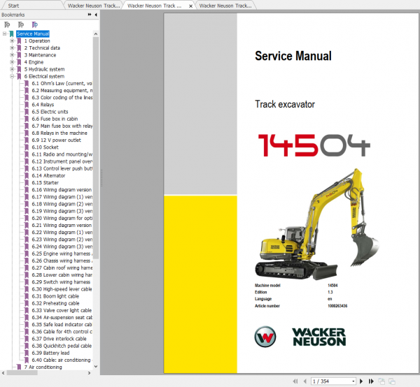 Wacker Neuson Track Excavators 14504 Operator Service Manual Spare Parts Catalog 1