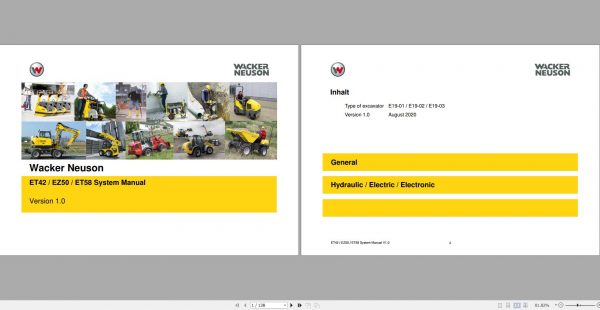Wacker Neuson Track Excavators EZ50 Operator Service Manual Spare Parts Catalog 3